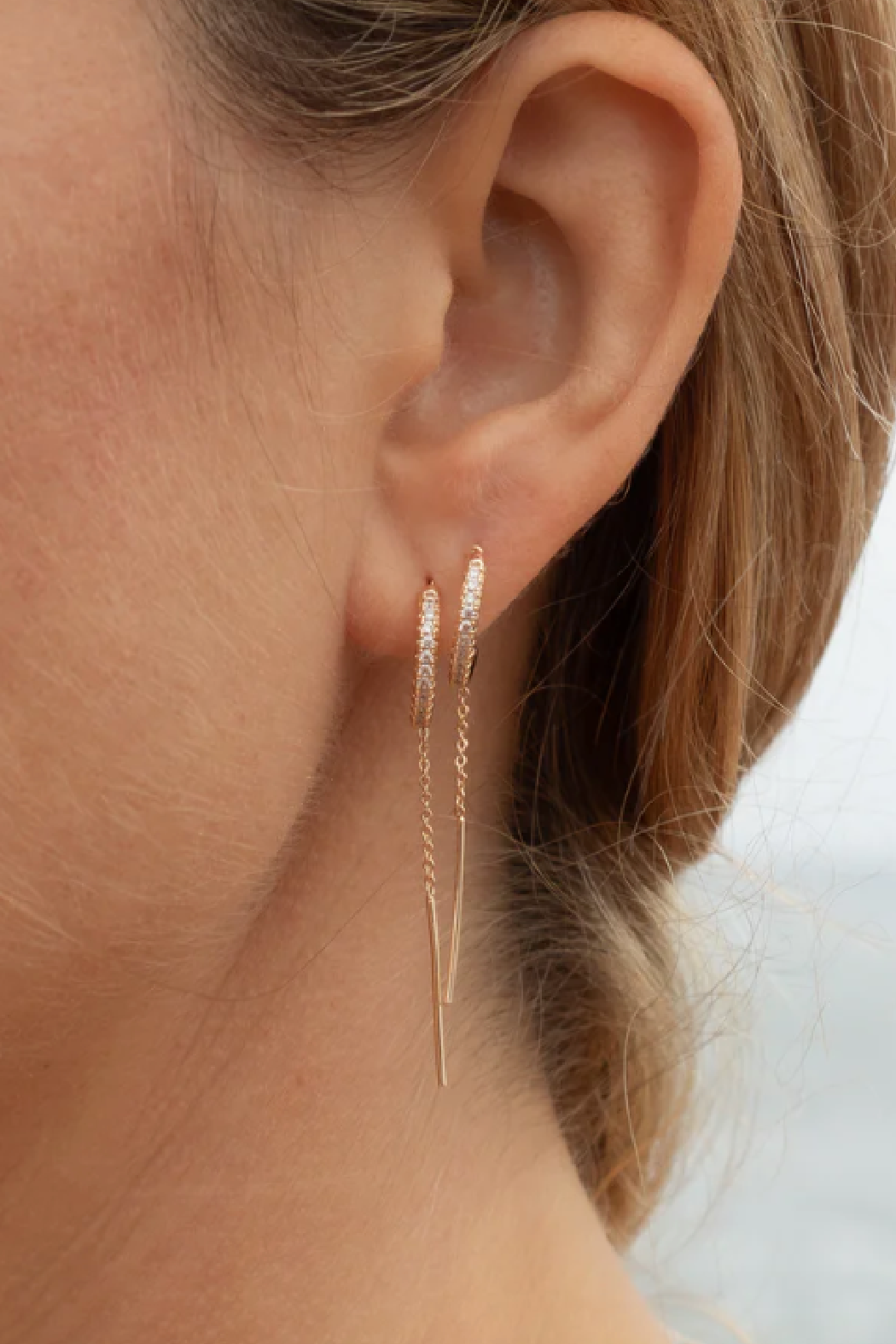 Lila Pave Threader Earrings