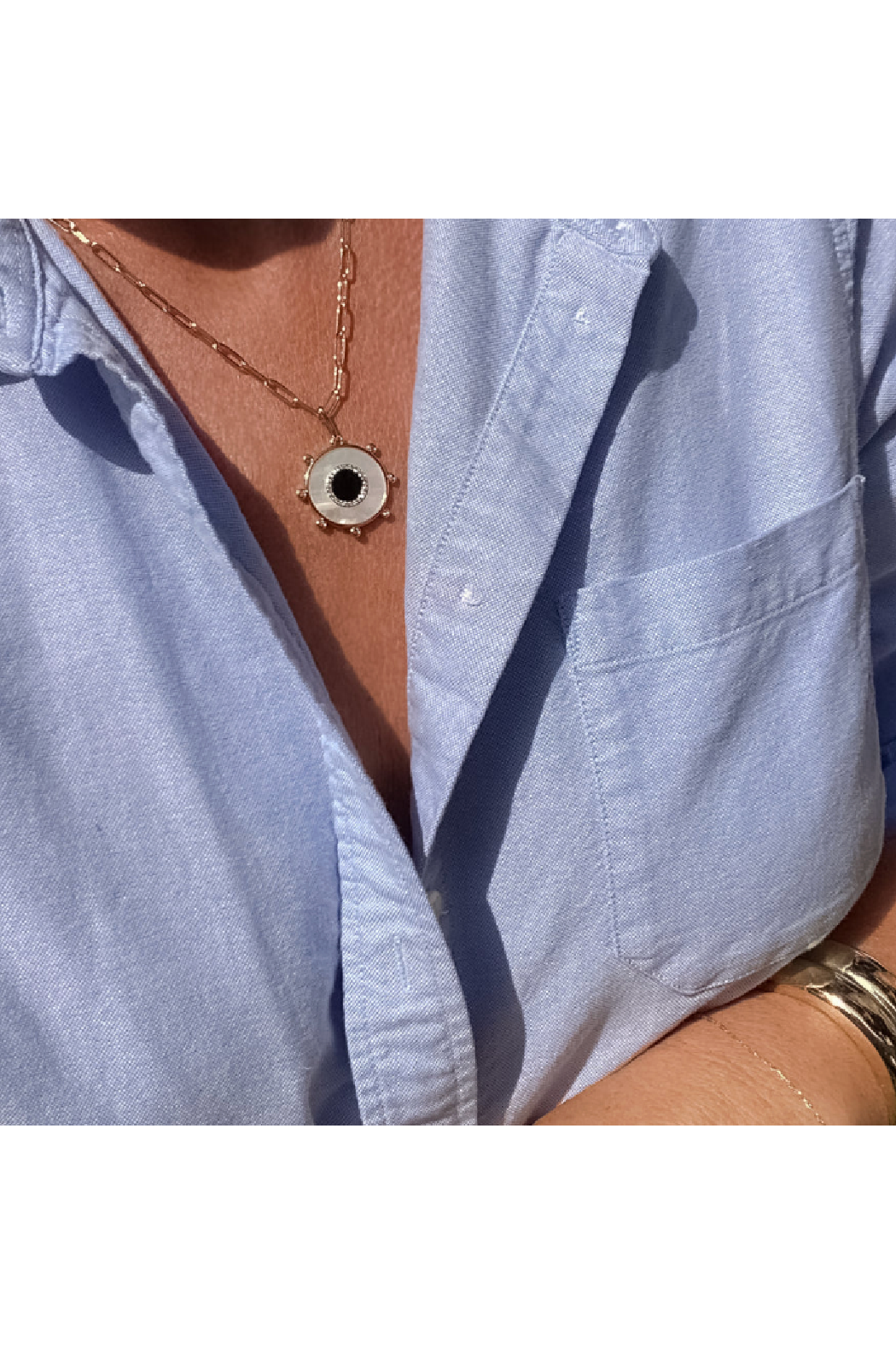 Soleil Mother of Pearl and Onyx Charm