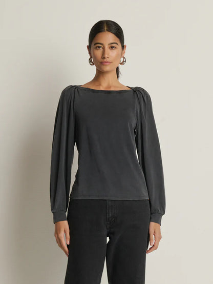 Sammy Envelope Neck Tee - Vintage Black