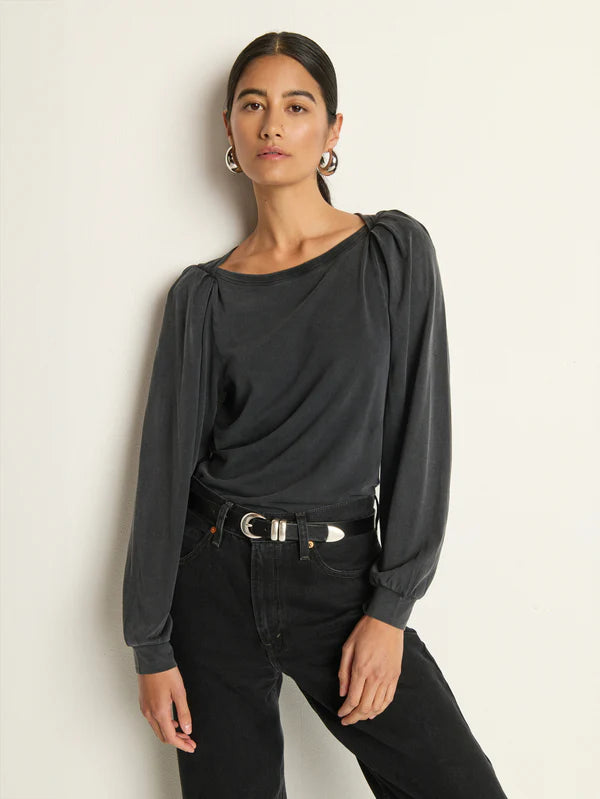 Sammy Envelope Neck Tee - Vintage Black