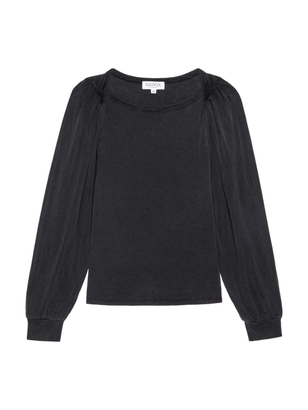 Sammy Envelope Neck Tee - Vintage Black