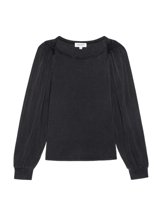 Sammy Envelope Neck Tee - Vintage Black