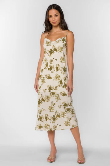 Tallula Dress - Olive Shrub Watercolor
