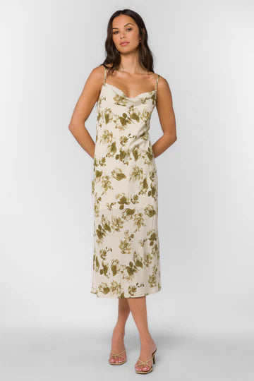 Tallula Dress - Olive Shrub Watercolor